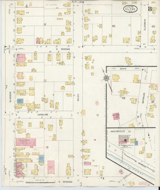 Sanborn Fire Insurance Map from Clyde, Wayne County, New York (1932), Sheet #0008 - Historic Sanborn Fire Insurance Map Print, vintage old map wall art, antique decor, genealogy gift, New York New York map