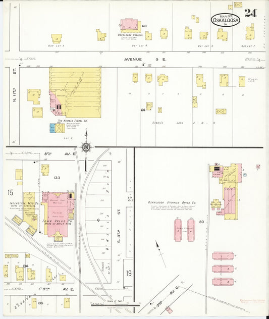Sanborn Fire Insurance Map from Oskaloosa, Mahaska County, Iowa (1917), Sheet #0024 - Historic Sanborn Fire Insurance Map Print, vintage old map wall art