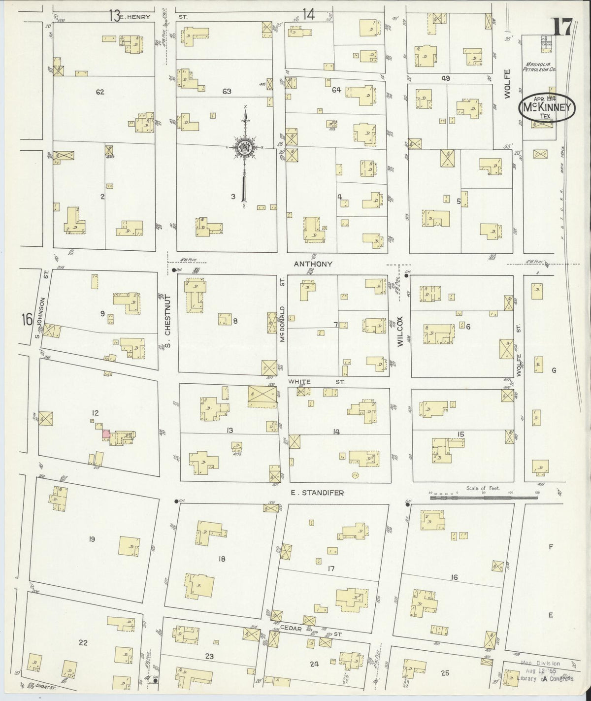 Sanborn Fire Insurance Map from McKinney, Collin County, Texas (1914), Sheet #0017 - Complete Map Set gallery image, historic Sanborn map, vintage wall art, Texas Texas