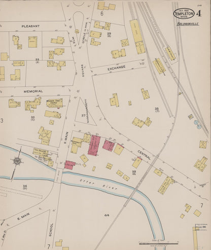 Sanborn Fire Insurance Map from Templeton, Worcester County, Massachusetts (1922), Sheet #0004 - Complete Map Set gallery image, historic Sanborn map, vintage wall art, Massachusetts Massachusetts