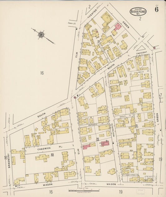 Sanborn Fire Insurance Map from Biddeford, York County, Maine (1922), Sheet #0006 - Historic Sanborn Fire Insurance Map Print, vintage old map wall art, antique decor, genealogy gift, Maine Maine map