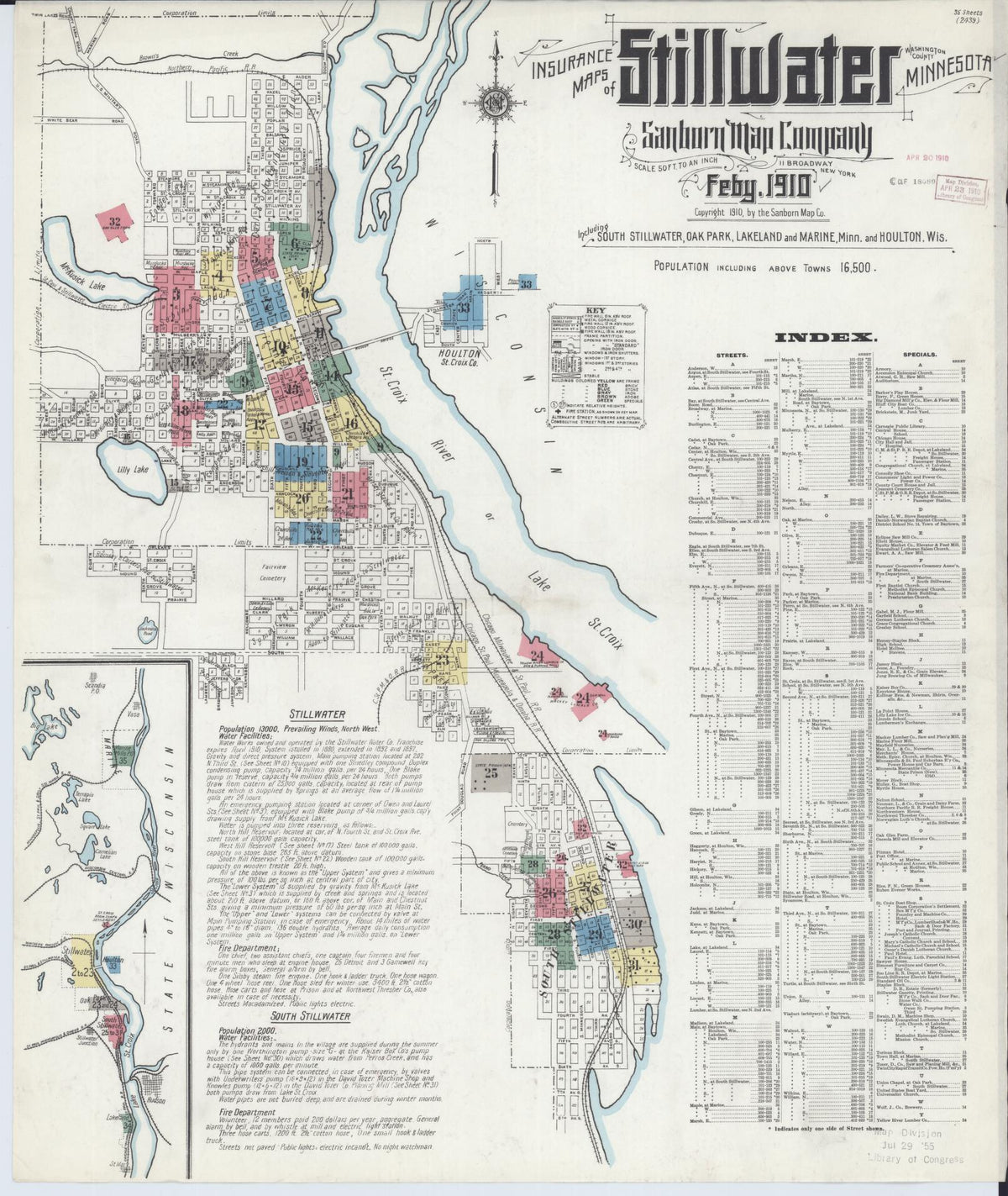 Sanborn Fire Insurance Map from Stillwater, Washington County, Minnesota (1910), Sheet #0001 - Historic Sanborn Fire Insurance Map Print, vintage old map wall art, antique decor, genealogy gift, Minnesota Minnesota map