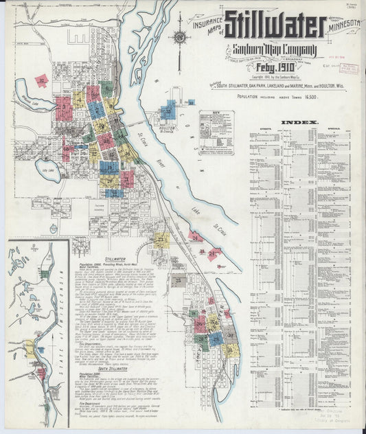 Sanborn Fire Insurance Map from Stillwater, Washington County, Minnesota (1910), Sheet #0001 - Historic Sanborn Fire Insurance Map Print, vintage old map wall art, antique decor, genealogy gift, Minnesota Minnesota map