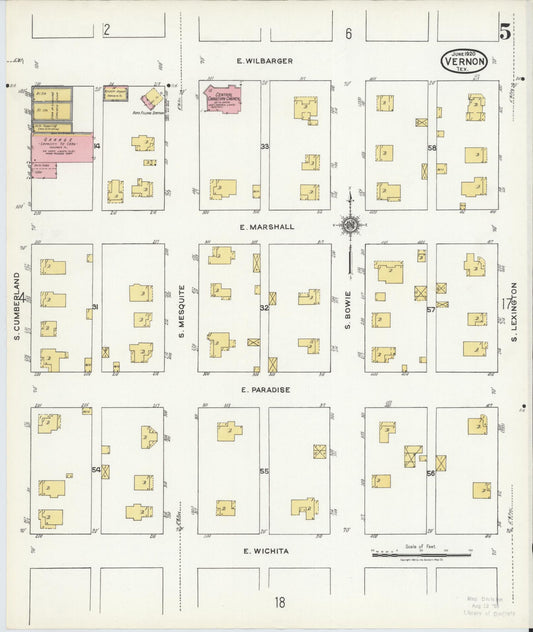 Sanborn Fire Insurance Map from Vernon, Wilbarger County, Texas (1920), Sheet #0005 - Historic Sanborn Fire Insurance Map Print, vintage old map wall art, antique decor, genealogy gift, Texas Texas map