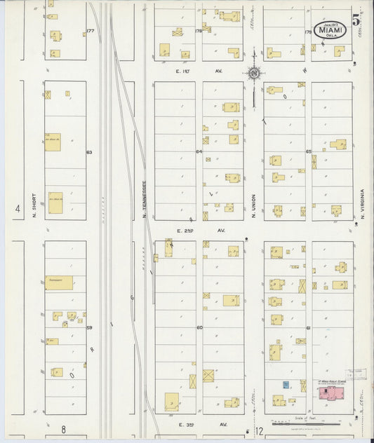 Sanborn Fire Insurance Map from Miami, Ottawa County, Oklahoma (1917), Sheet #0005 - Historic Sanborn Fire Insurance Map Print, vintage old map wall art, antique decor, genealogy gift, Oklahoma Oklahoma map