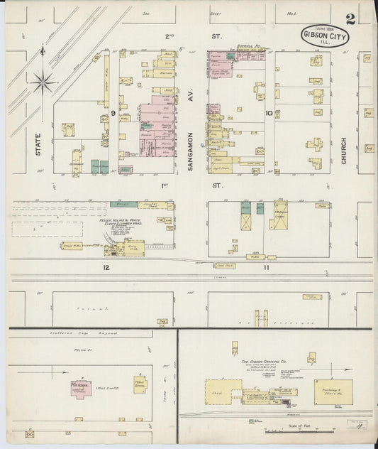 Sanborn Fire Insurance Map from Gibson City, Ford County, Illinois (1888), Sheet #0002 - Historic Sanborn Fire Insurance Map Print, vintage old map wall art, antique decor, genealogy gift, Illinois Illinois map