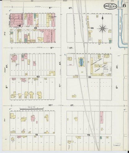 Sanborn Fire Insurance Map from Greeley, Weld County, Colorado (1891), Sheet #0006 - Complete Map Set gallery image, historic Sanborn map, vintage wall art, Colorado Colorado