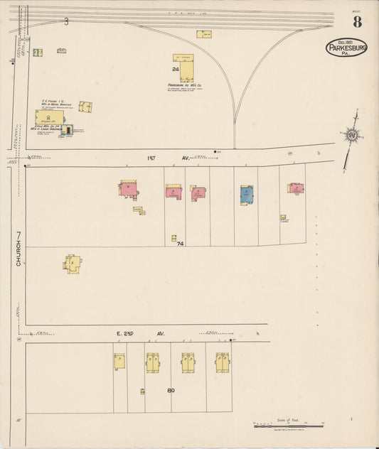 Sanborn Fire Insurance Map from Parkesburg, Chester County, Pennsylvania (1921), Sheet #0008 - Historic Sanborn Fire Insurance Map Print, vintage old map wall art, antique decor, genealogy gift, Pennsylvania Pennsylvania map