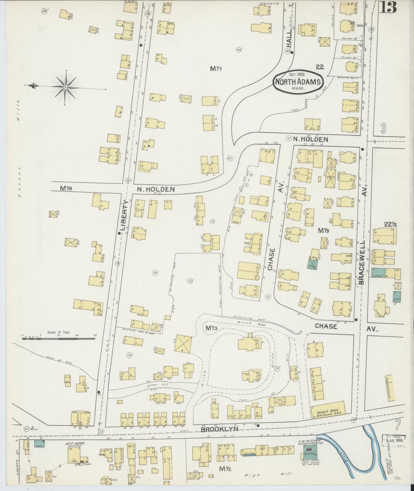 Sanborn Fire Insurance Map from North Adams, Berkshire County, Massachusetts (1892), Sheet #0013 - Complete Map Set gallery image, historic Sanborn map, vintage wall art, Massachusetts Massachusetts