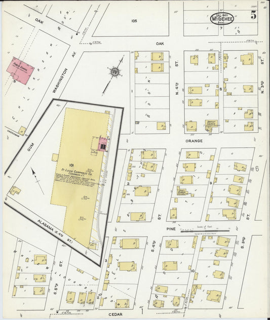 Sanborn Fire Insurance Map from McGehee, Desha County, Arkansas (1920), Sheet #0005 - Historic Sanborn Fire Insurance Map Print, vintage old map wall art, antique decor, genealogy gift, Arkansas Arkansas map