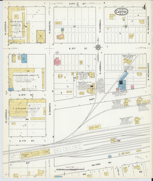 Sanborn Fire Insurance Map from Canton, Lincoln County, South Dakota (1917), Sheet #0004 - Historic Sanborn Fire Insurance Map Print, vintage old map wall art, antique decor, genealogy gift, South Dakota South Dakota map