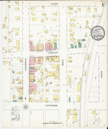 Sanborn Fire Insurance Map from Oelwein, Fayette County, Iowa (1894), Sheet #0001 - Historic Sanborn Fire Insurance Map Print, vintage old map wall art