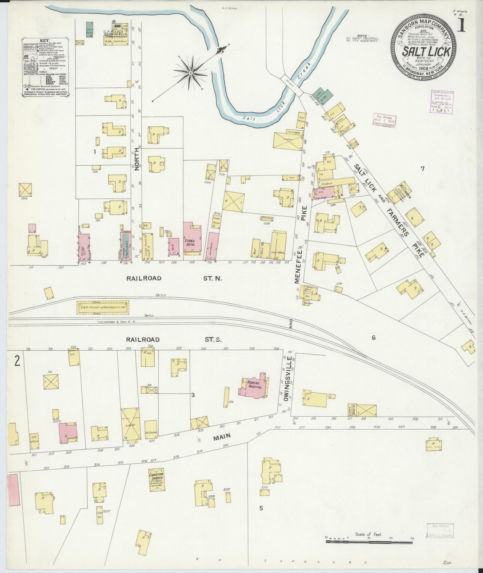 Sanborn Fire Insurance Map from Salt Lick, Bath County, Kentucky. (1908) – Historic Sanborn Fire Insurance Map Print