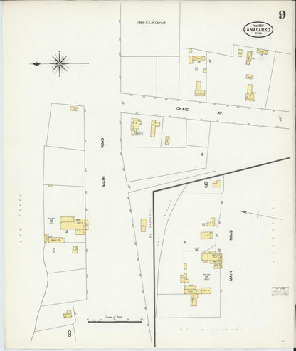 Sanborn Fire Insurance Map from Anadarko, Caddo County, Oklahoma (1907), Sheet #0009 - Complete Map Set gallery image, historic Sanborn map, vintage wall art, Oklahoma Oklahoma