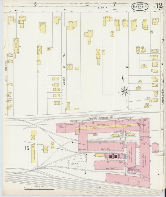 Sanborn Fire Insurance Map from Batavia, Genesee County, New York (1896), Sheet #0012 - Historic Sanborn Fire Insurance Map Print, vintage old map wall art, antique decor, genealogy gift, New York New York map