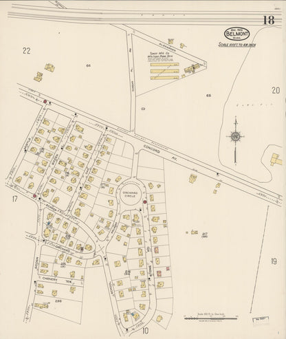 Sanborn Fire Insurance Map from Belmont, Middlesex County, Massachusetts (1922), Sheet #0018 - Complete Map Set gallery image, historic Sanborn map, vintage wall art, Massachusetts Massachusetts