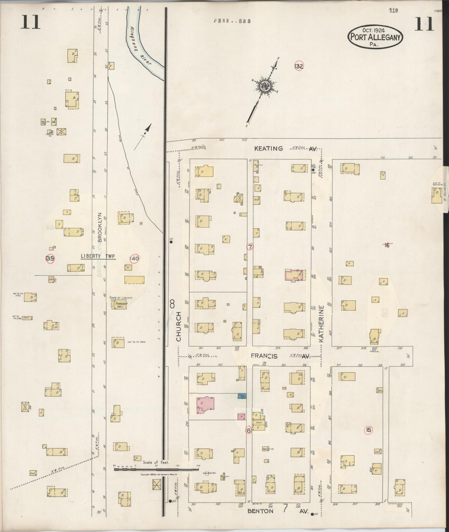 Sanborn Fire Insurance Map from Port Allegany, McKean County, Pennsylvania (1940), Sheet #0011 - Complete Map Set gallery image, historic Sanborn map, vintage wall art, Pennsylvania Pennsylvania