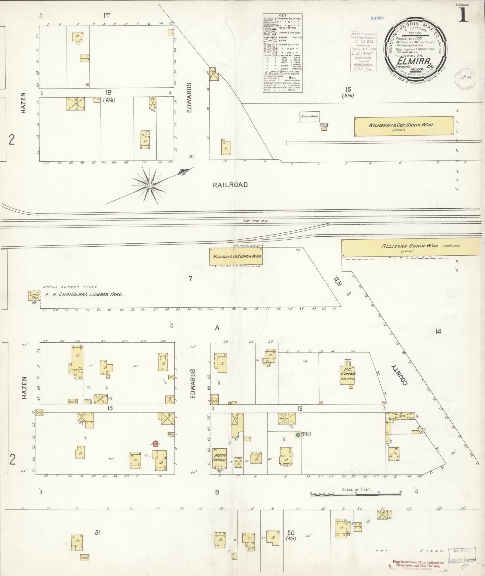 Sanborn Fire Insurance Map from Elmira, Solano County, California. (1900) – Historic Sanborn Fire Insurance Map Print