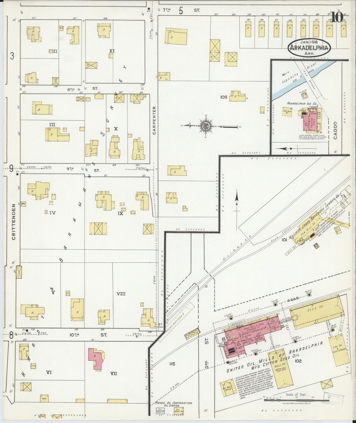 Sanborn Fire Insurance Map from Arkadelphia, Clark County, Arkansas (1918), Sheet #0010 - Complete Map Set gallery image, historic Sanborn map, vintage wall art, Arkansas Arkansas