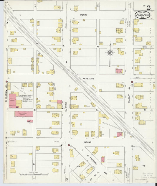 Sanborn Fire Insurance Map from Alliance, Stark County, Ohio (1911), Sheet #0002 - Historic Sanborn Fire Insurance Map Print, vintage old map wall art, antique decor, genealogy gift, Ohio Ohio map