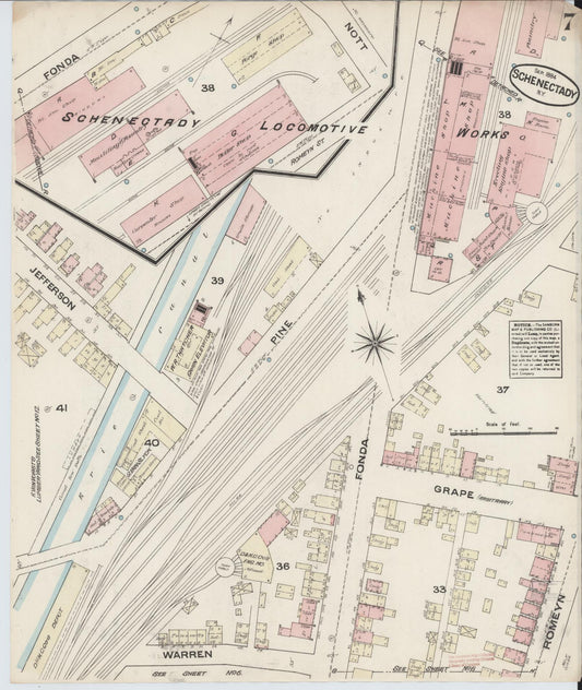 Sanborn Fire Insurance Map from Schenectady, Schenectady County, New York (1884), Sheet #0007 - Historic Sanborn Fire Insurance Map Print, vintage old map wall art, antique decor, genealogy gift, New York New York map