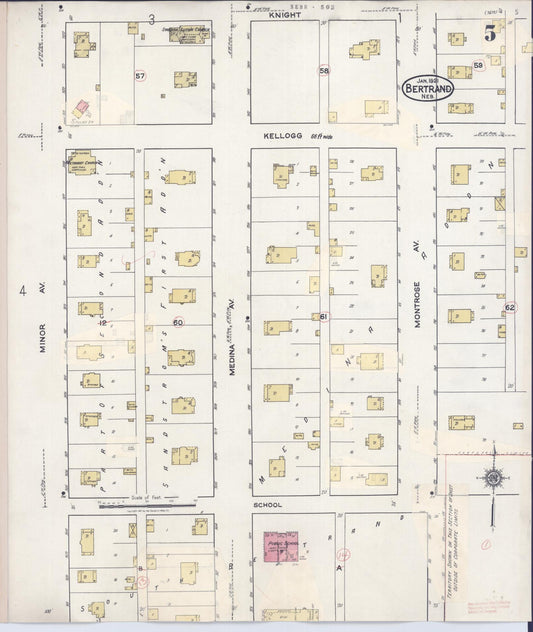 Sanborn Fire Insurance Map from Bertran, Phelps County, Nebraska (1936), Sheet #0005 - Historic Sanborn Fire Insurance Map Print, vintage old map wall art, antique decor, genealogy gift, Nebraska Nebraska map