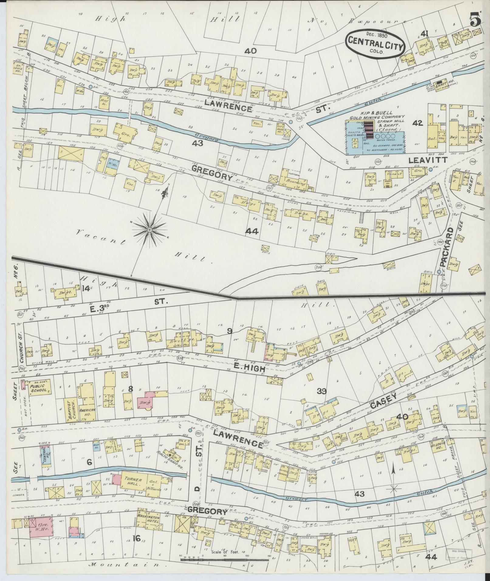 Sanborn Fire Insurance Map from Central City, Gilpin County, Colorado (1890), Sheet #0005 - Complete Map Set gallery image, historic Sanborn map, vintage wall art, Colorado Colorado