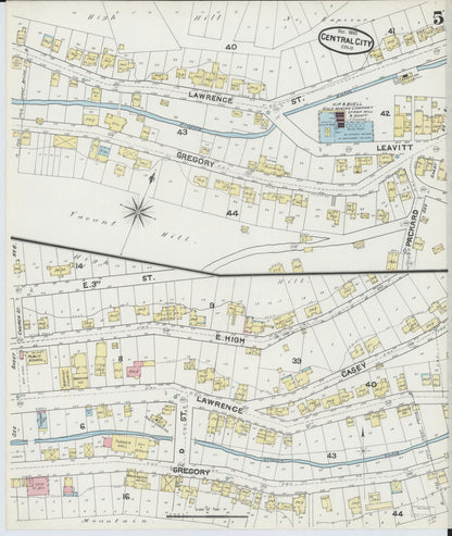 Sanborn Fire Insurance Map from Central City, Gilpin County, Colorado (1890), Sheet #0005 - Complete Map Set gallery image, historic Sanborn map, vintage wall art, Colorado Colorado