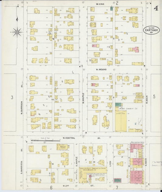 Sanborn Fire Insurance Map from Carthage, Jasper County, Missouri (1902), Sheet #0004 - Historic Sanborn Fire Insurance Map Print, vintage old map wall art, antique decor, genealogy gift, Missouri Missouri map