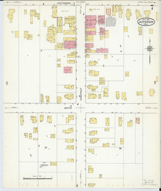 Sanborn Fire Insurance Map from Jefferson, Ashtabula County, Ohio (1915), Sheet #0007 - Historic Sanborn Fire Insurance Map Print, vintage old map wall art, antique decor, genealogy gift, Ohio Ohio map