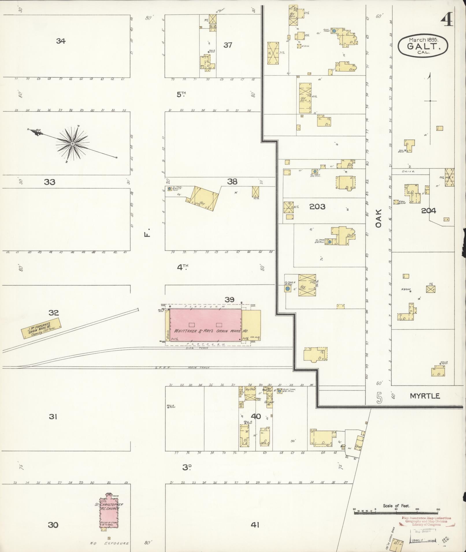 Sanborn Fire Insurance Map from Galt, Sacramento County, California (1895), Sheet #0004 - Historic Sanborn Fire Insurance Map Print, vintage old map wall art, antique decor, genealogy gift, California California map