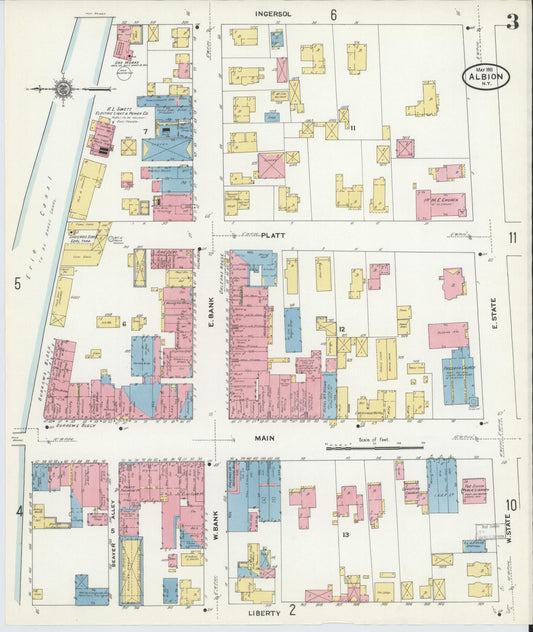 Sanborn Fire Insurance Map from Albion, Orleans County, New York (1911), Sheet #0003 - Historic Sanborn Fire Insurance Map Print, vintage old map wall art, antique decor, genealogy gift, New York New York map