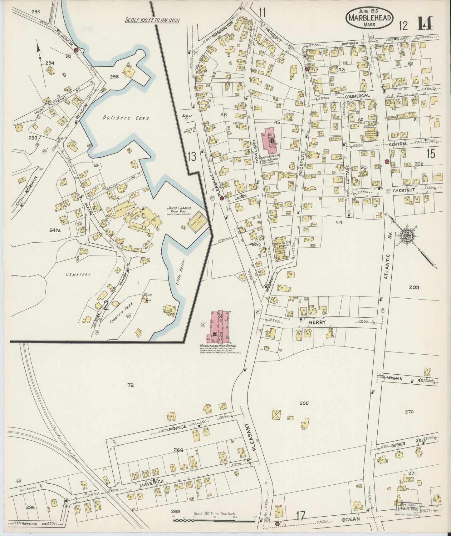 Sanborn Fire Insurance Map from Marblehead, Essex County, Massachusetts (1915), Sheet #0014 - Complete Map Set gallery image, historic Sanborn map, vintage wall art, Massachusetts Massachusetts