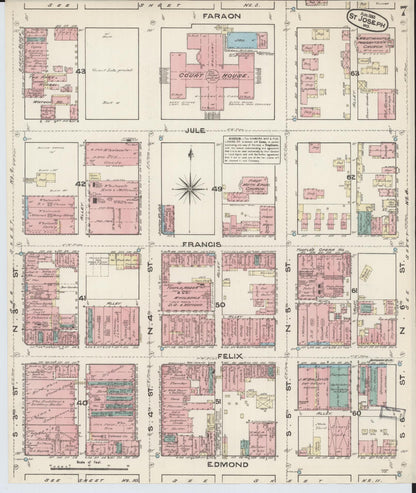 Sanborn Fire Insurance Map from Saint Joseph, Buchanan County, Missouri (1883), Sheet #0007 - Complete Map Set gallery image, historic Sanborn map, vintage wall art, Missouri Missouri