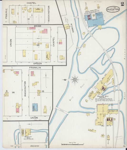 Sanborn Fire Insurance Map from Rockton, Winnebago County, Illinois (1893), Sheet #0002 - Historic Sanborn Fire Insurance Map Print, vintage old map wall art, antique decor, genealogy gift, Illinois Illinois map