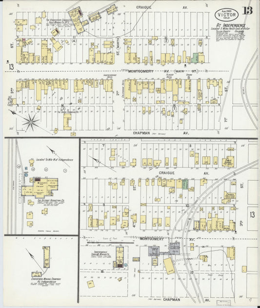 Sanborn Fire Insurance Map from Victor, Teller County, Colorado (1900), Sheet #0013 - Historic Sanborn Fire Insurance Map Print, vintage old map wall art, antique decor, genealogy gift, Colorado Colorado map