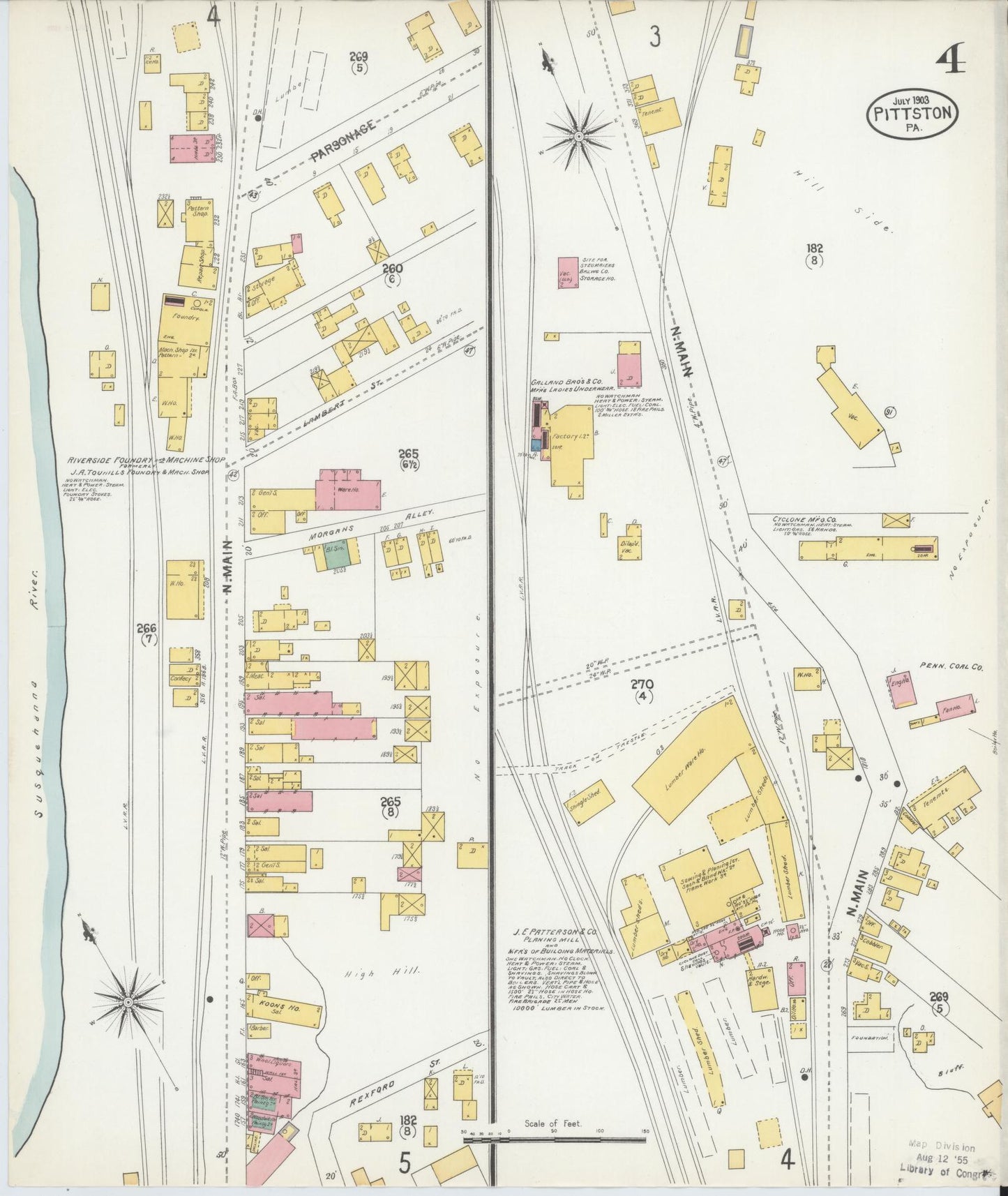 Sanborn Fire Insurance Map from Pittston, Luzerne County, Pennsylvania (1903), Sheet #0004 - Complete Map Set gallery image, historic Sanborn map, vintage wall art, Pennsylvania Pennsylvania