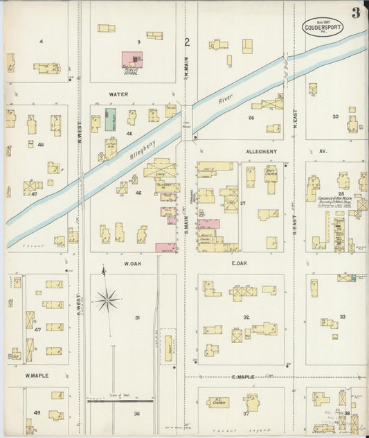 Sanborn Fire Insurance Map from Coudersport, Potter County, Pennsylvania (1897), Sheet #0003 - Historic Sanborn Fire Insurance Map Print, vintage old map wall art, antique decor, genealogy gift, Pennsylvania Pennsylvania map