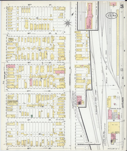 Sanborn Fire Insurance Map from Cairo, Alexander County, Illinois (1901), Sheet #0003 - Complete Map Set gallery image, historic Sanborn map, vintage wall art, Illinois Illinois