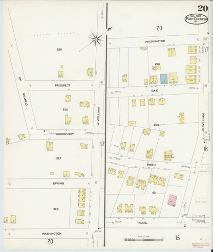 Sanborn Fire Insurance Map from Port Chester, Westchester County, New York (1908), Sheet #0020 - Complete Map Set gallery image, historic Sanborn map, vintage wall art, New York New York