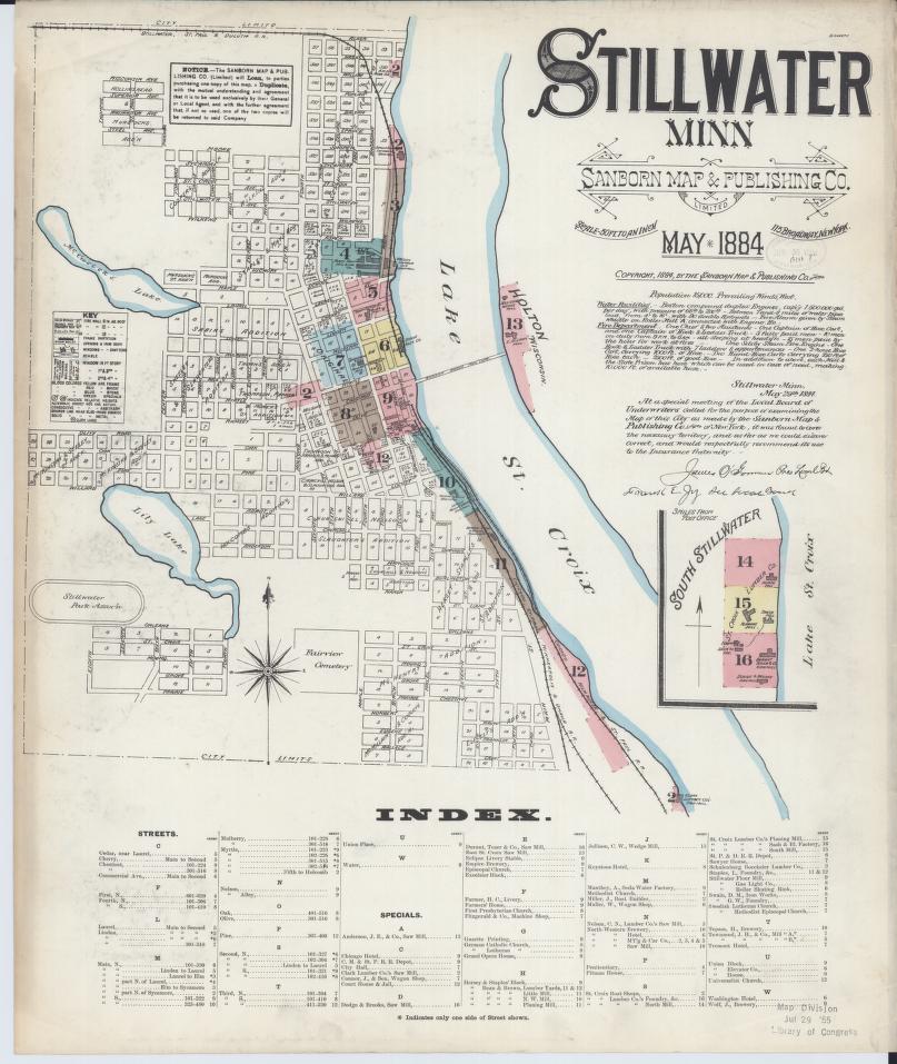 Sanborn Fire Insurance Map from Stillwater, Washington County, Minnesota. (1884) – Map View