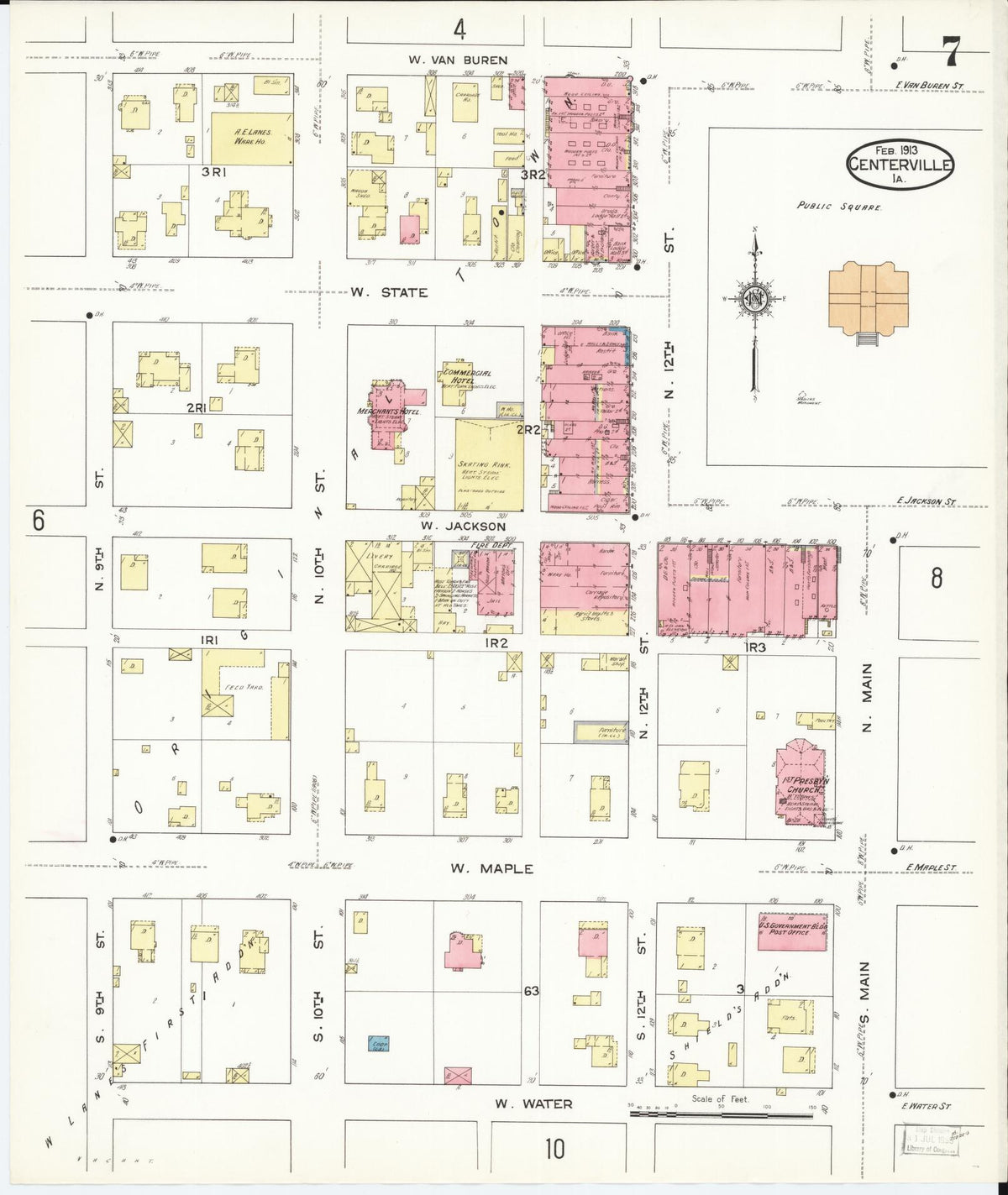 Sanborn Fire Insurance Map from Centerville, Appanoose County, Iowa (1913), Sheet #0007 - Historic Sanborn Fire Insurance Map Print