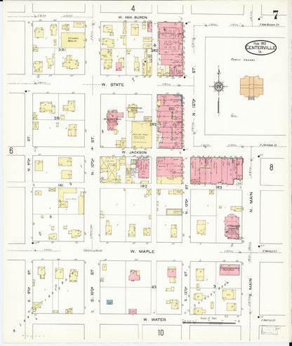 Sanborn Fire Insurance Map from Centerville, Appanoose County, Iowa (1913), Sheet #0007 - Historic Sanborn Fire Insurance Map Print