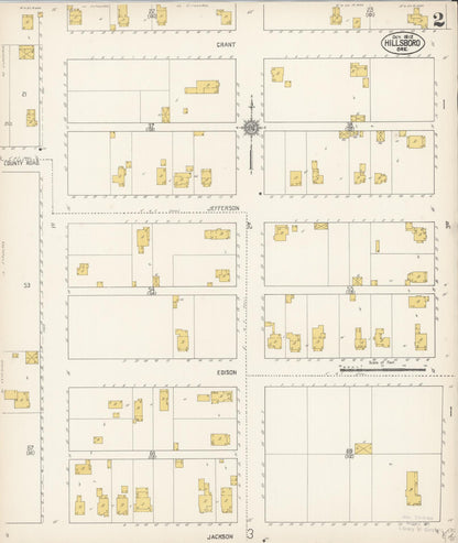 Sanborn Fire Insurance Map from Hillsboro, Washington County, Oregon (1912), Sheet #0002 - Complete Map Set gallery image, historic Sanborn map, vintage wall art, Oregon Oregon