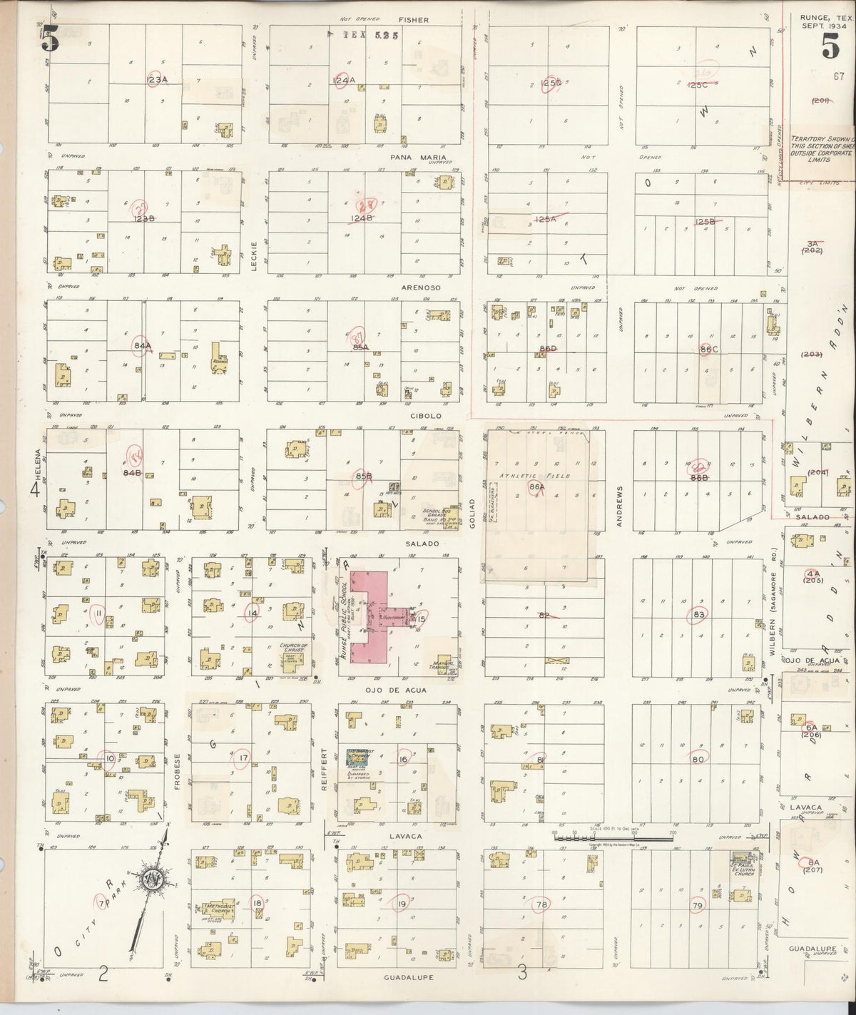 Sanborn Fire Insurance Map from Runge, Karnes County, Texas (1944), Sheet #0005 - Complete Map Set gallery image, historic Sanborn map, vintage wall art, Texas Texas