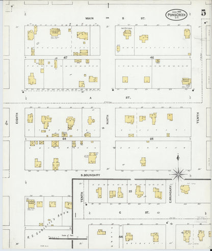 Sanborn Fire Insurance Map from Pond Creek, Grant County, Oklahoma (1905), Sheet #0005 - Complete Map Set gallery image, historic Sanborn map, vintage wall art, Oklahoma Oklahoma
