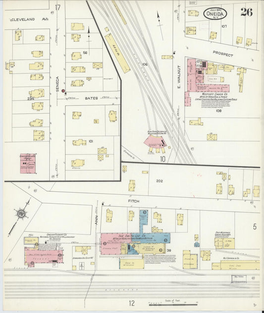 Sanborn Fire Insurance Map from Oneida, Madison County, New York (1914), Sheet #0026 - Historic Sanborn Fire Insurance Map Print, vintage old map wall art, antique decor, genealogy gift, New York New York map