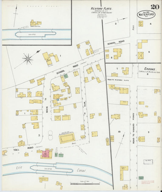 Sanborn Fire Insurance Map from Waterford, Saratoga County, New York (1902), Sheet #0020 - Historic Sanborn Fire Insurance Map Print, vintage old map wall art, antique decor, genealogy gift, New York New York map