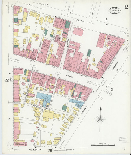 Sanborn Fire Insurance Map from Geneva, Ontario County, New York (1909), Sheet #0002 - Complete Map Set gallery image, historic Sanborn map, vintage wall art, New York New York