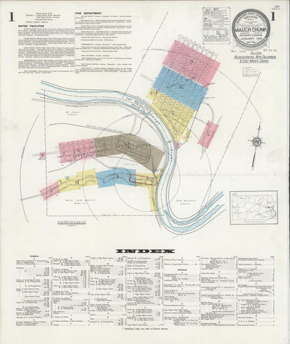 Sanborn Fire Insurance Map from Mauch Chunk, Carbon County, Pennsylvania (1930), Sheet #0001 - Complete Map Set gallery image, historic Sanborn map, vintage wall art, Pennsylvania Pennsylvania
